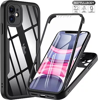 Clear 360 Full Body Case For IPhone 15 14 13 12 11 Pro Max XR XS Max 7 8 Plus SE • £4.65