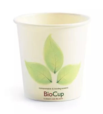 4oz Single Wall Bio Coffee Cup Leaf White  2000 Pcs • $169.61