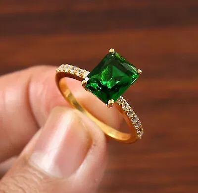 Zambian Emerald Ring Emerald Radiant Cut Ring Engagement Ring Mother's Day Rings • $29.99