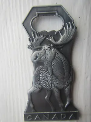 Country Of Canada Souvenir 4  Pewter Moose Vintage Bottle Opener - Moosehead • $19.86