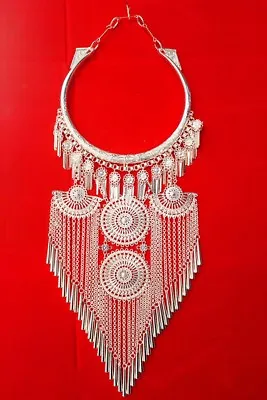 New Style Exaggerate Tribal Chinese Handmade Miao Silver Tassels Necklace 1piece • $80