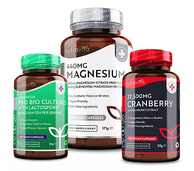 Weight Management Bundle - Magnesium & 60 Billion CFU Probiotic & Cranberry • £32.99