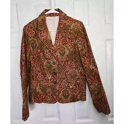 Vintage Villager By Liz Claiborne Paisley Corduroy Blazer Jacket- Size 10 • $20