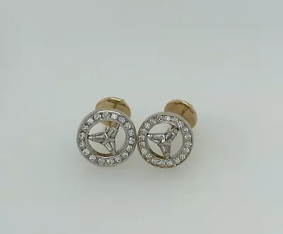 Mercedes Benz Logo Diamond Cuff Links 18K Solid Gold 1.25ctw • $1499.99