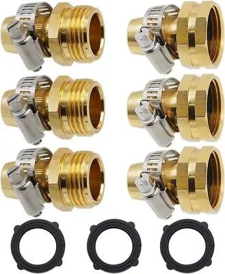 3/4  5/8  Garden Hose Connector Hose Fitting End Mender Repair Kit With Clamps • $8.94