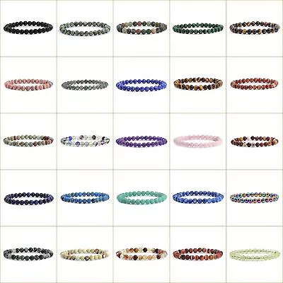 $3.99 • Buy 6mm Fashion Round Gemstone Beads Stretchable Bracelet 6.5 