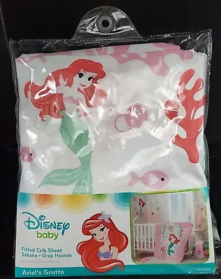$25 • Buy Disney Baby Ariel Grotto Mermaid Tropical Fish, Coral Reef Crib Fitted Sheet. 