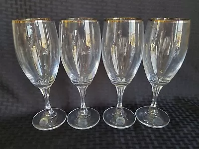 Gorham Andante Water Goblet Iced Tea Wine Glass Set Of 4 Platinum Trim 8 3/4  • $58.49