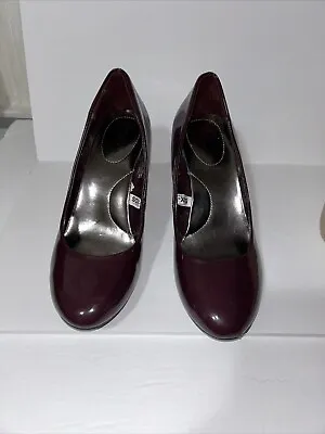MERONA Women's Faux Patent & Leather Burgundy High Heel Stiletto Shoes Size 7.5 • $20