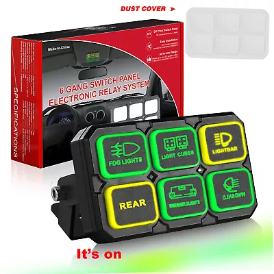 6 Gang Switch Panel ON-OFF LED Control Relay System UTV Car Marine Boat 4WD 12V • $125.99