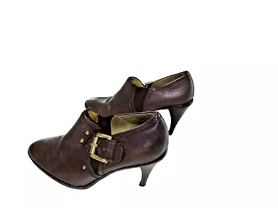 Michael Kors Womens Dark Brown Penelope Leather Ankle Boot SZ 6 • $23.99