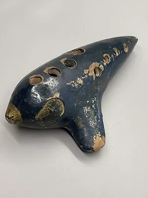 Ocarina ES H. FIEHN VIENNA AUSTRIA Blue Antique Gold Hand Painted 5 1/2” RARE • $17.99