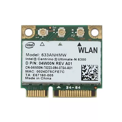 Intel Centrino Ultimate-N 6300 633ANHMW 450M Wireless Half Mini PCI-E WiFi Card • $11.89