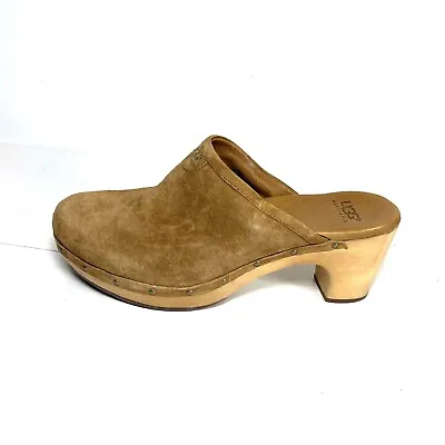 Ugg Abbie Shoes Women’s 9 Brown Wooden Mule Clogs Leather Slip On • $78.17