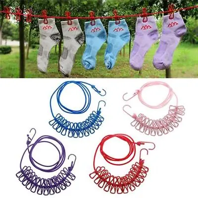 £8.27 • Buy Travel Camping Clothes Line Hanging Clothesline Airer Rope W/ 12 Pegs SH