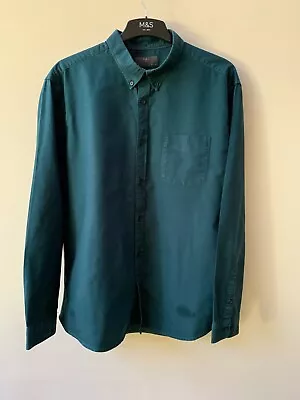 Men's M&S Laundered Oxford 100% Cotton Shirt Emerald Green 2XL • £8.99