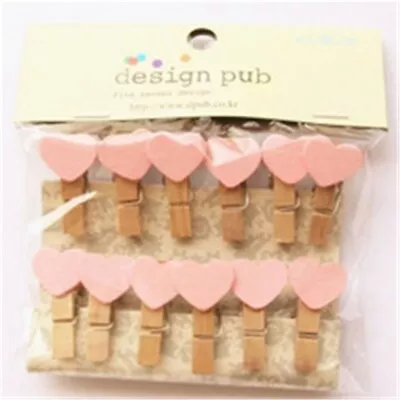 Picture Display Set Wooden Photo Holder Mini Pegs & String Heart Peg 12pcs • £3.73