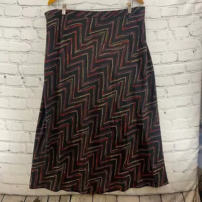 Venezia Jeans Clothing Co Skirt Womens Plus Sz 22/24 Black ZigZag Print  • $14.40