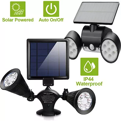 LED Solar Light Motion Sensor Security Wall Street Yard Outdoor Lamp Dual Head • $21.45