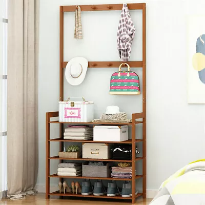 3in1 Entryway Coat Rack Hall Tree Shoe Storage Stand Shelf Scarf Handbag Hangers • $42.96