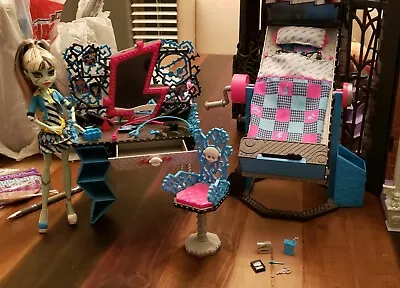 Monster High Frankie Stein Bedroom Lot (with Doll & 2 Playsets) • $230