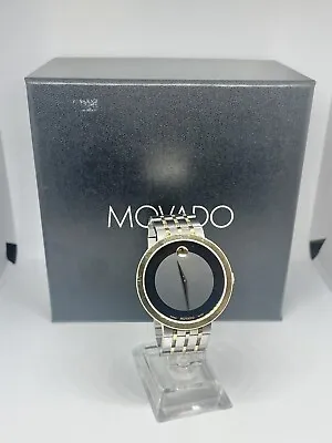 Movado 607058 39mm Men's Esperanza Stainless Steel Two Tone Black Quartz Watch • $249