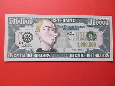 EMINEM One Million Dollars Novelty Note $1000000 Fantasy Bills Music Gift USA • £1.29