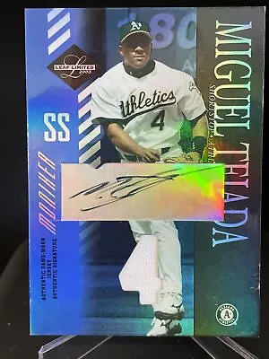 2003 Leaf Limited Moniker Auto Game Jersey 11/25 Miguel Tejada Oakland A's #4 • $19.99