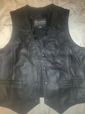 Wilsons Vest Leather Jacket Men's Size L Black Sleeveless Regular-Fit V-Neck • $34.20