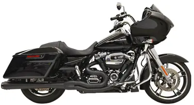 Bassani Black Road Rage 2 Into 1 Exhaust Pipe 4  Megaphone 17+ Harley Touring • $1209.95