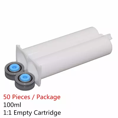 50pcs 100ml Empty Adhesive Cartridges 1:1 Epoxy AB Glue Tube And Sealing Pistons • $143.99