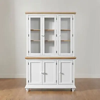 Shire White Display Cabinet 3 Glass Door Dresser Large Sideboard And Hutch • £655.19