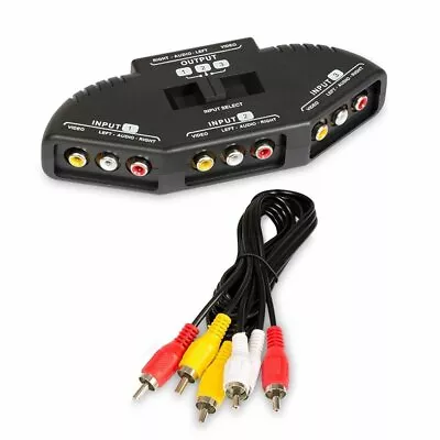 3 Way Audio Video RCA Switch Selector Splitter Box AV Patch Cable • $7.99