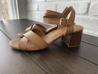 J. Crew Block Heel Leather Strappy Sandals Tan Woman's Size 7 • $24.99