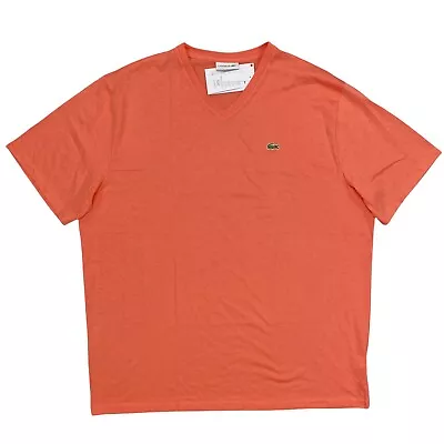 $39.99 • Buy Lacoste Big & Tall V-Neck Pima Cotton T-Shirt Orange Short Sleeve TH7508-AEE