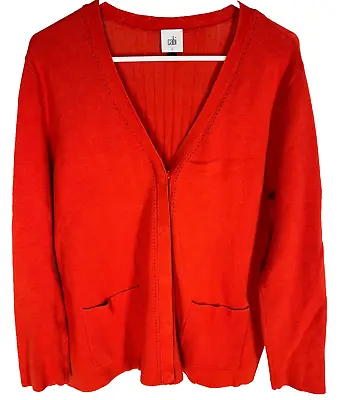 Cabi Sweater Womens Size L Passage Cardigan 3888 Molten Lava Snap Front Career • $11.42