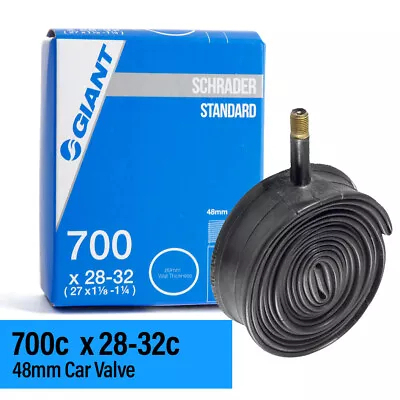 Giant 700c X 28-32c 48mm Schrader Car Valve Road Bike Inner Tube • $12