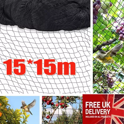 15x15m Bird Protection Netting Knitted Black Fruit Cage Crops Pond Veg Garden UK • £11.89