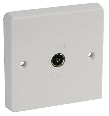£3.99 • Buy TV Aerial Socket Coaxial Coax Wall Face Plate White TV Point Single Gang TV / FM