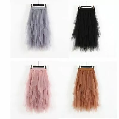 $18.28 • Buy Women Spring Fashion Long Tutu Tulle Skirt Elastic Waist Mesh Net Skirt Dress