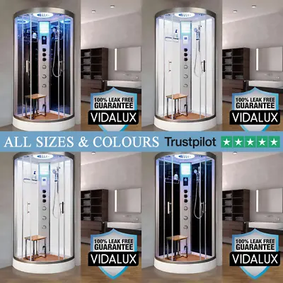 Steam Shower Cabin Vidalux Essence 800 & 900 White Black NO LEAK GUARANTEE Uk#1 • £1299