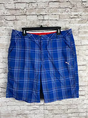 Puma Golf Shorts Mens Size 36 Performance Dry Cell Sport Lifestyle Plaid Blue • $19.99