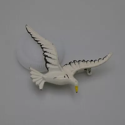 Vintage Seagull In Flight Brooch Pin White Black Enameled Metal Bird-Shape 1.75  • $10