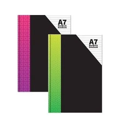 A7 Hard Cover Notebooks - Pack Of 3 - Patterned / Colour Spine - Size 105 X 74mm • £2.55