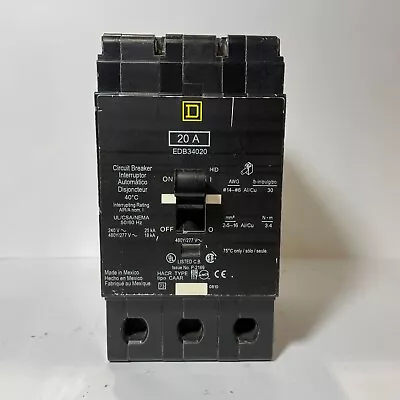 Square-d Edb34020 20a 240v 3 Pole Circuit Breaker • $150