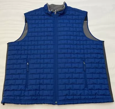 Duluth Trading Vest Mens XXXL Quilted Puffer Fleece Lined Cottage Core Blue Zip • $34.99