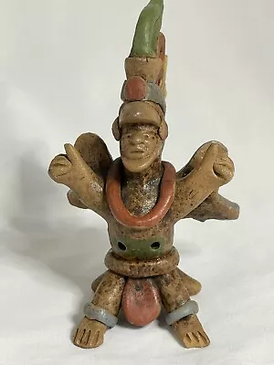 Vtg Mayan Aztec Inca Clay Flute Whistle Pottery Ceramic Warrior Mexican Folk Art • $26.99