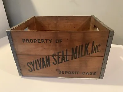 Vintage Sylvan Seal Inc Dairy Wooden Milk Crate Metal Trim Philadelphia • $9.99