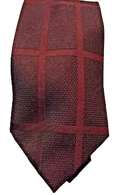 Kenneth Cole New York Men's 100% Silk Burgundy Black Woven Neck Tie • $26.53