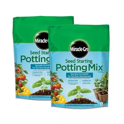Miracle-Gro Seed Starting Potting Soil Mix - 16 Qt 2-Pack For Healthy Plant Grow • $22.78